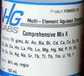 VHG Labs Comprehensive Mix A Multi-Element Standard in 5% HNO3, 10μg/mL, 500 mL HDPE Bottle - SM80B-500